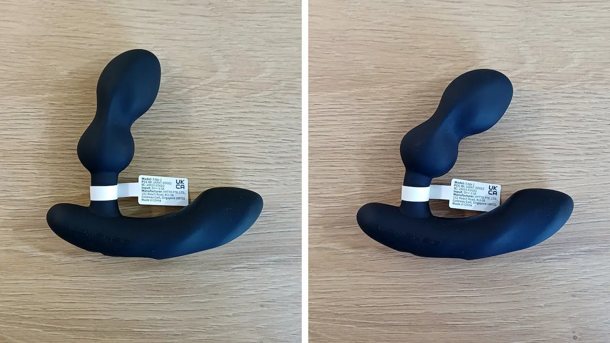 Verstellbarer Schaft des Lovense Edge 2 in gerader und gebogener Position